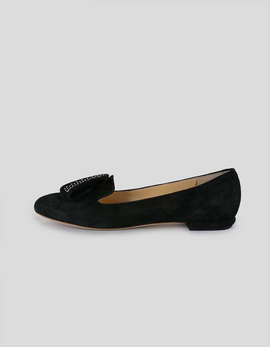 Marvin K Aquatalia Black Suede Flat Slipper With Silver Studded