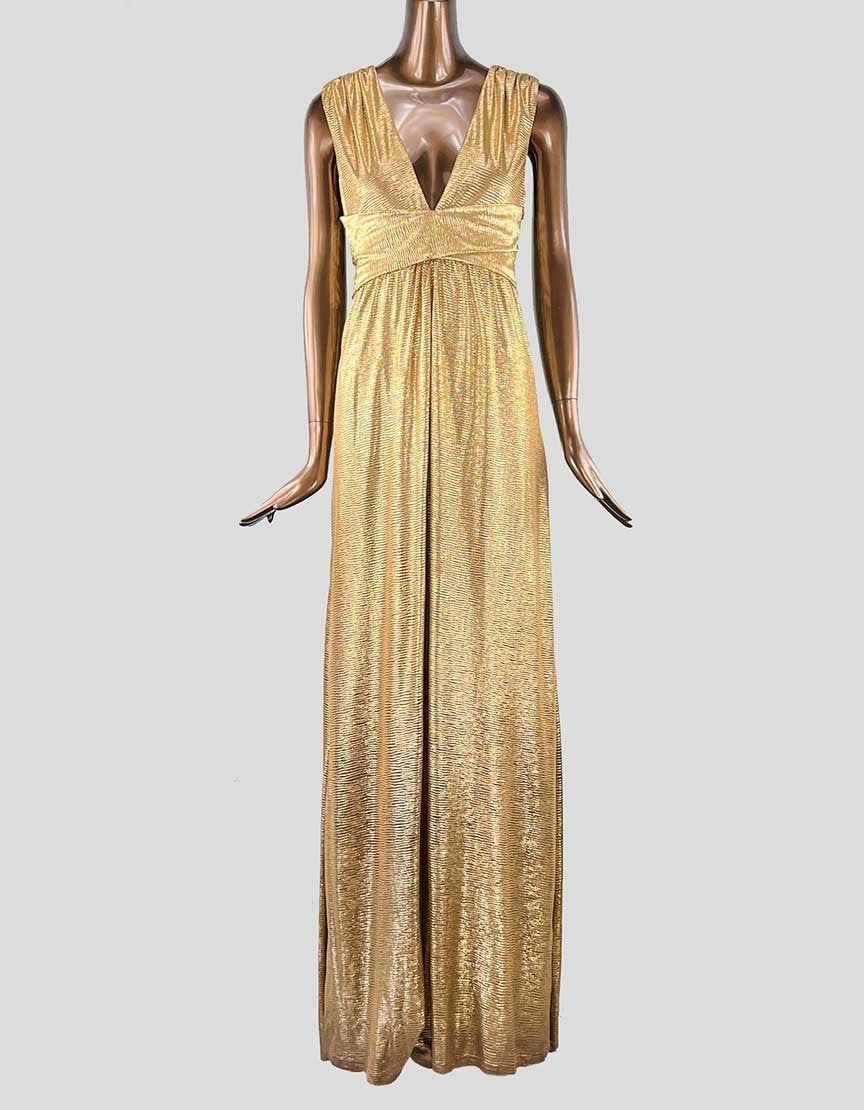 Halston Heritage Gold Evening Gown Medium LuxAnthropy