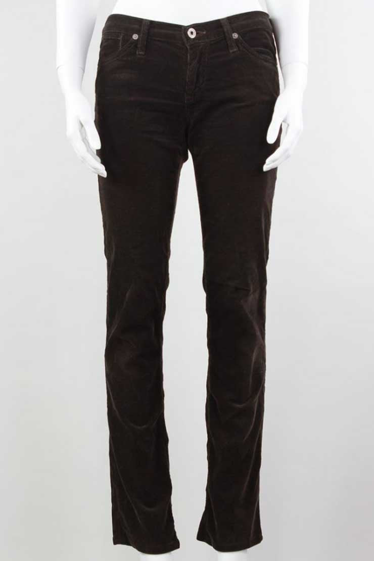 AG Adriano Goldschmied Brown Corduroy Straight Leg Pants 27 US