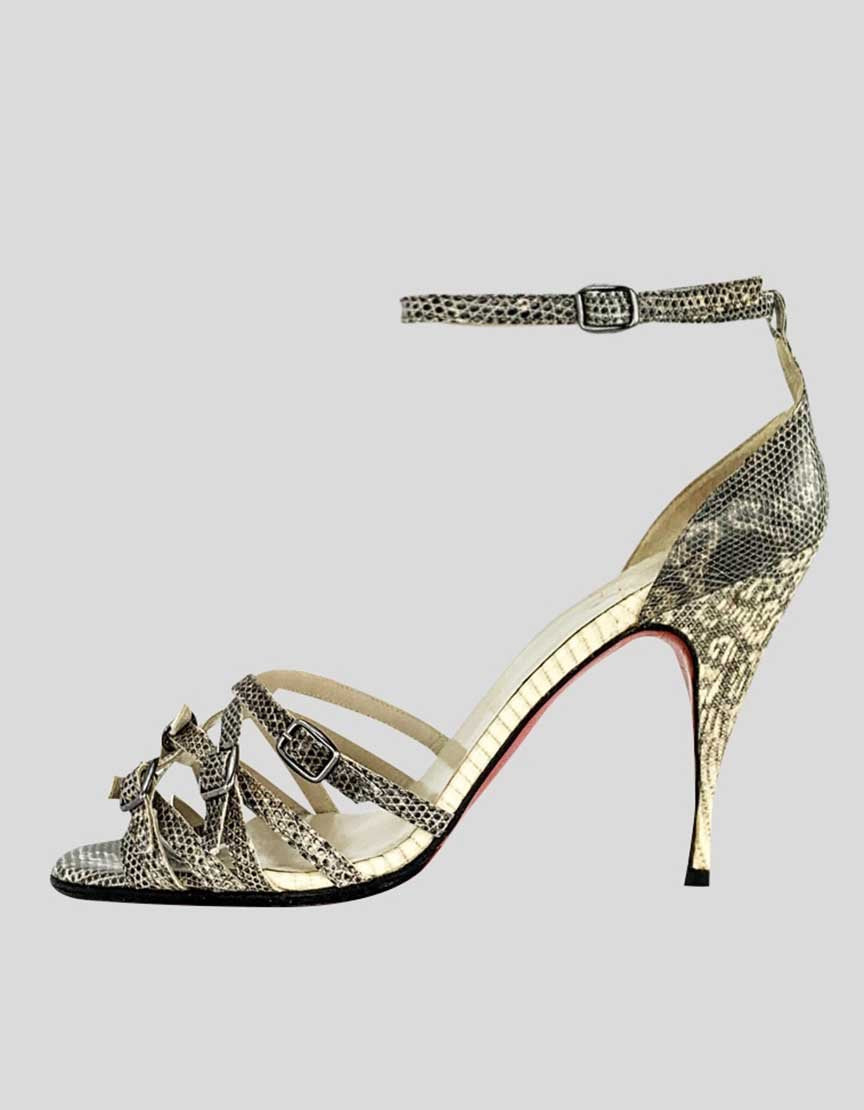 Christian Louboutin Python Open Toe Sandal Size 39 It – LuxAnthropy