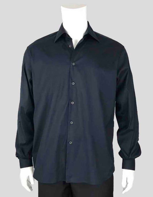 Prada Navy Blue Tailored Button Down Dress Shirt 41/16