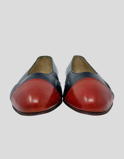 CHANEL Vintage Black and Red Flats - 7 US