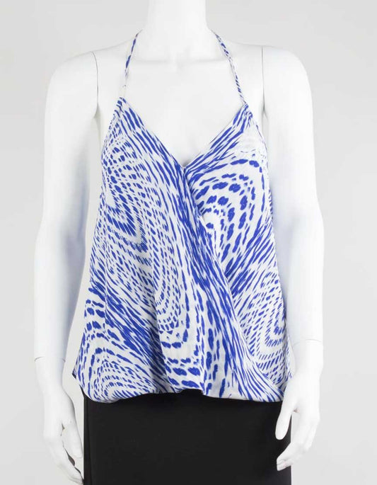 Chelsea Flower Show Blue and White Spaghetti Strap Camisole Blouse - Small