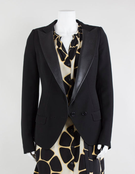 Alice By Temperley Liberty Tux Jacket With Leather Lapel - 4 US