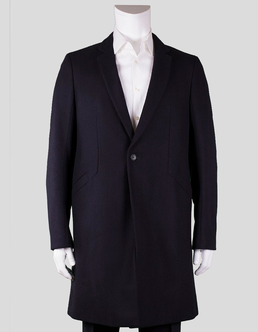 Hugo Boss Red Label Herringbone Weave One Button Wool Overcoat 42 R