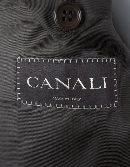 Canali Brown Two Button Front Black Four Button Detail At Cuffs With Back Double Vent Size 40L