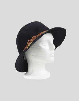 Eugenia Kim Navy Rabbit Felt Fedora With Leather Cording Large