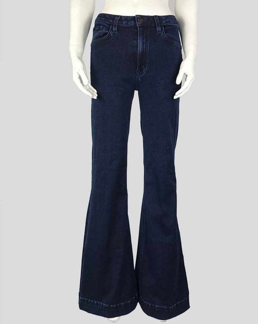 Hudson Maverick High Waisted Wide Leg Blue Jeans In Dark Denim Size 27