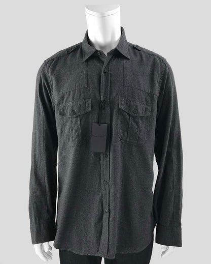 Belstaff Men's Steven Long Sleeve Military Style Button Down Shirt 2Xl