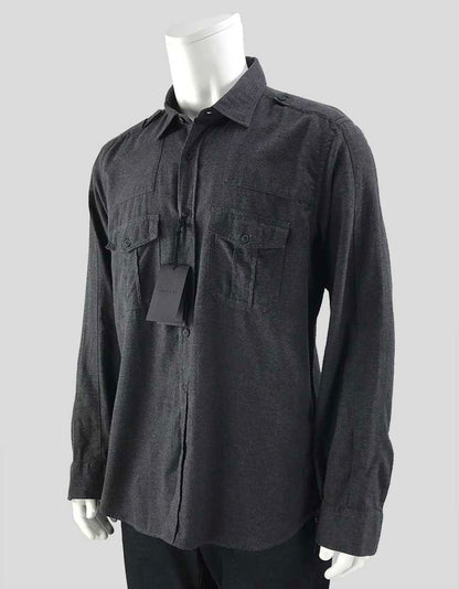 Belstaff Men's Steven Long Sleeve Military Style Button Down Shirt 2Xl