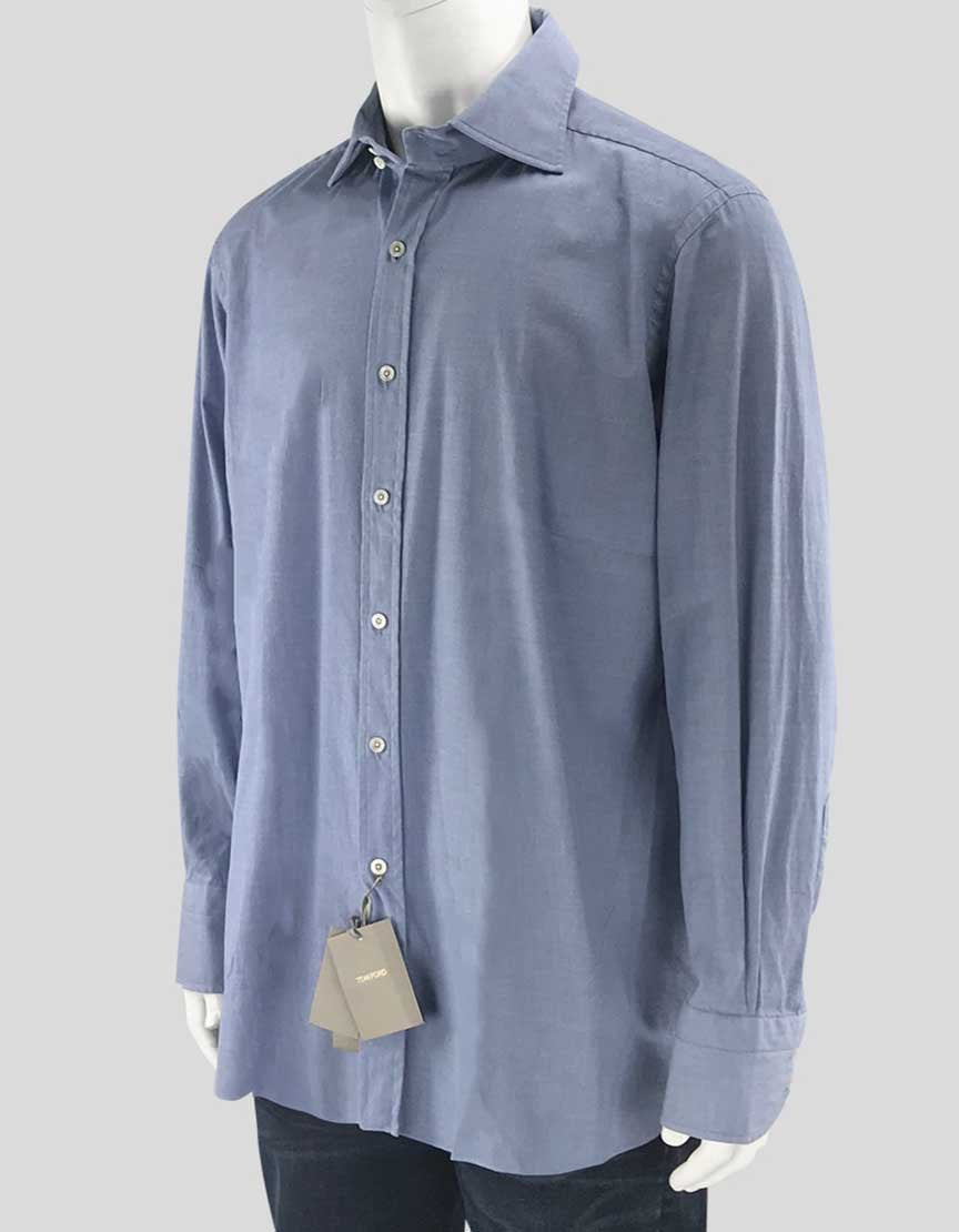 Tom Ford Men's Solid Light Blue Dress Shirt Size 43 Eu 17 US