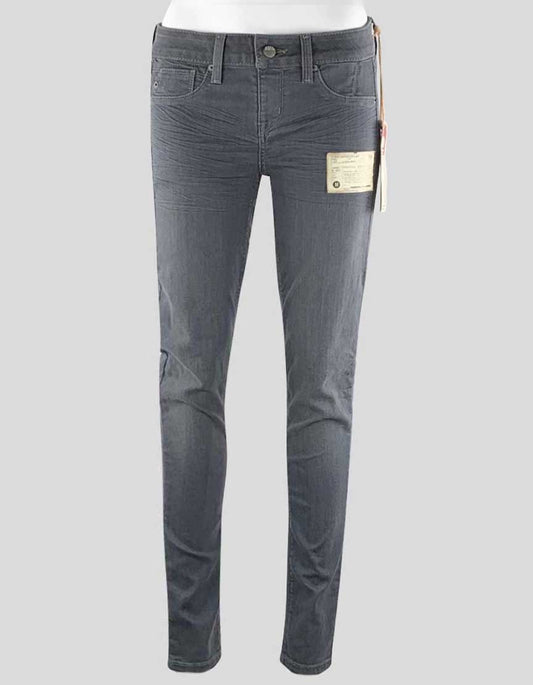 Sold Design Lab Women's Mid Rise Soho Super Skinny Pull On Jeans In A Grey Wash Front Pocket Design Single Button Closure Medium