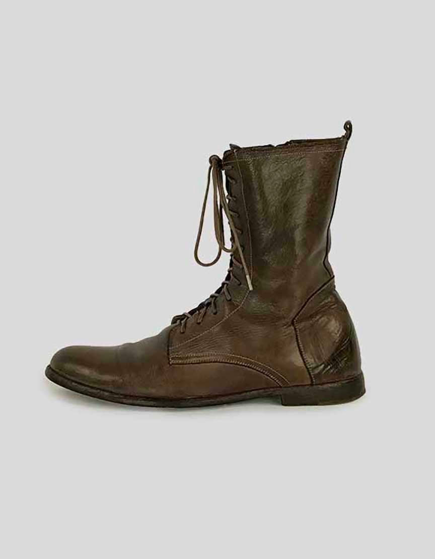 Alexander Mcqueen Brown Leather Boots With Leather Sole 41 It 8 US