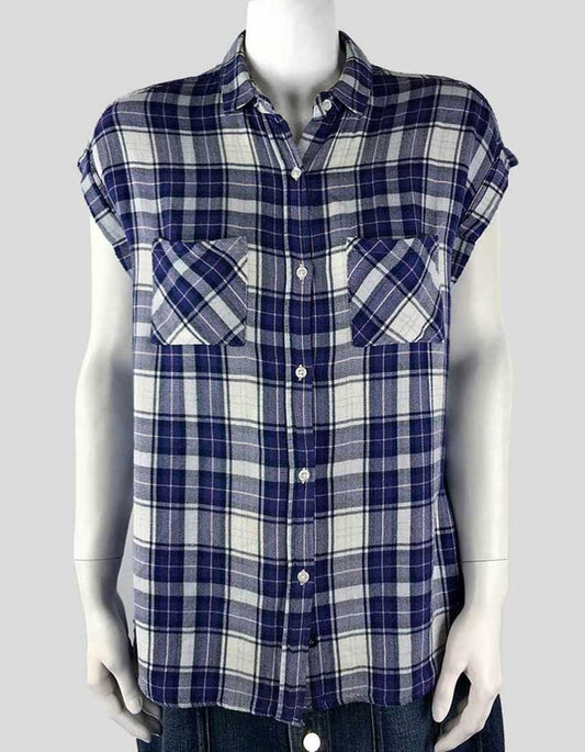 Rails Hunter Plaid Sleeveless Collared Button Down Shirt Size Small