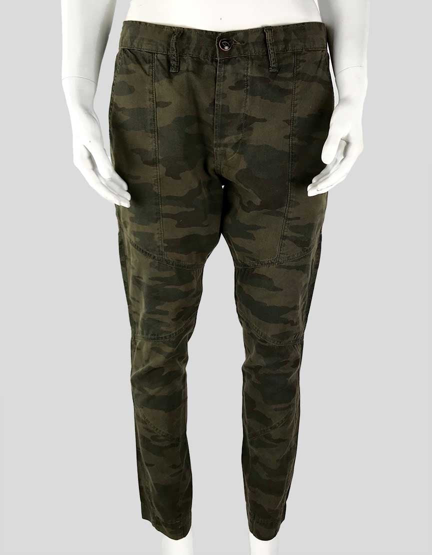 NSF Women's Button Fly Camouflage Khakis With Front Squat Pockets Size 27