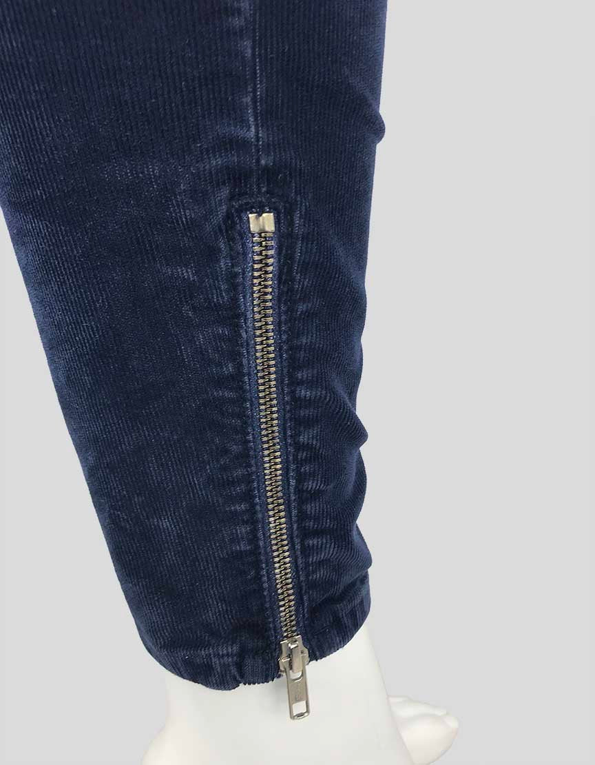 Current Elliott Soho Zip Stiletto Blue Corduroy Pants 27