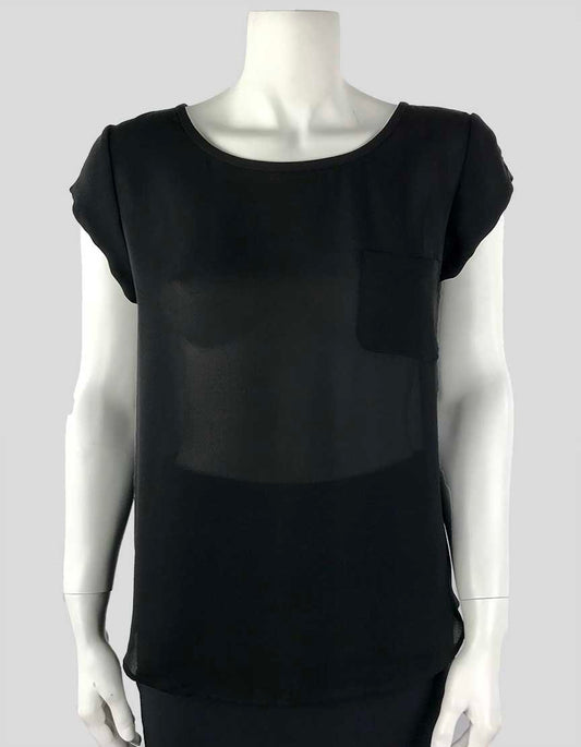 Joie Black Short Sleeve Silk Blouse Small