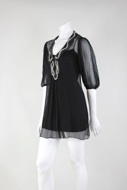 Temperley London Black Chiffon Sheer Dress - 2 US