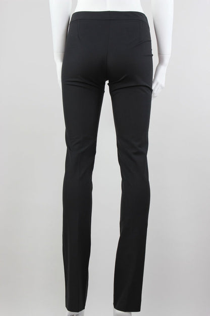 Theory Black Wool And Lycra Pants Flat Front With Mock Pleats