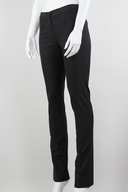 Theory Black Wool And Lycra Pants Flat Front With Mock Pleats