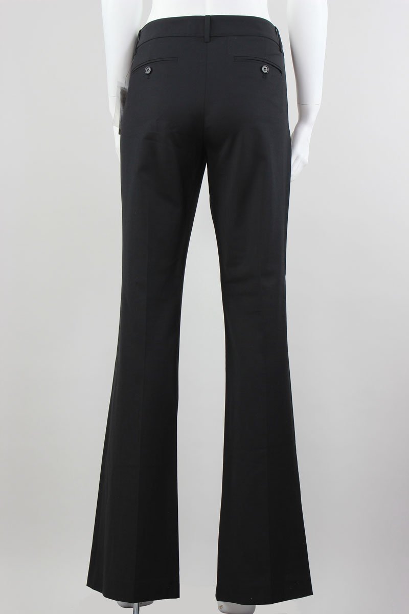 Theory Black Wide Leg Wool Pants With Side Stretch Panels Flat Front With Belt Loops