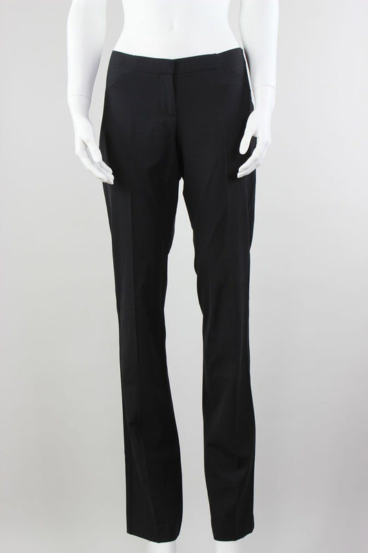 Theory Wide Leg Wool Pants With Side Stretch Panels Flat Front