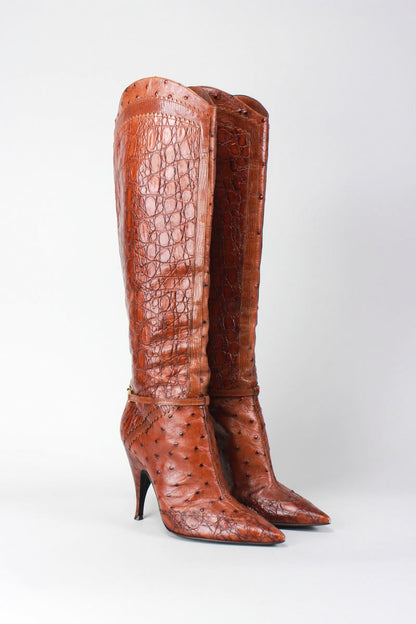 PATRICK COX Snakeskin Tan Brown Below-the-Knee Boot - 37 IT | 7 US