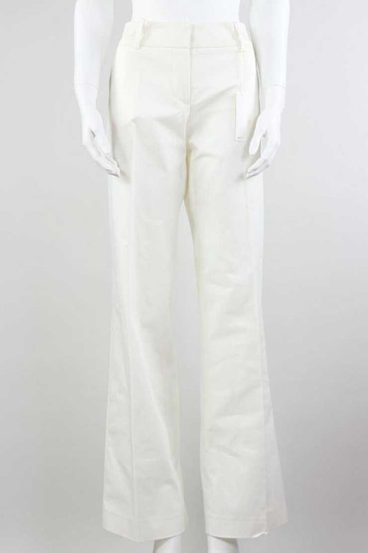 Trina Turk White Cotton Pants Flat Front With Pockets And Belt Loops Size 6