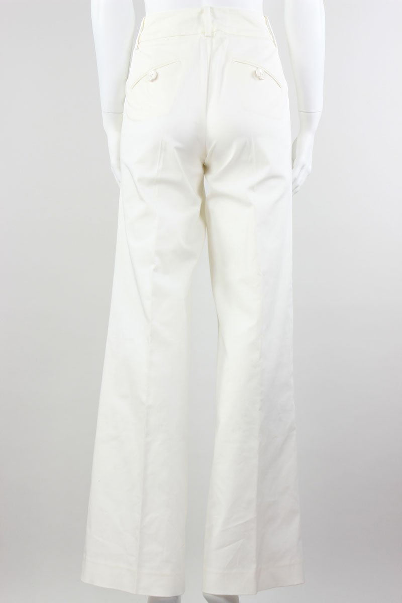 Trina Turk White Cotton Pants Flat Front With Pockets And Belt Loops Size 6