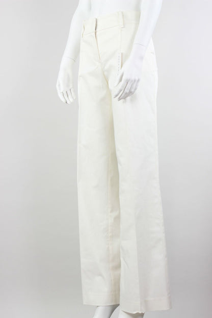 Trina Turk White Cotton Pants Flat Front With Pockets And Belt Loops Size 6