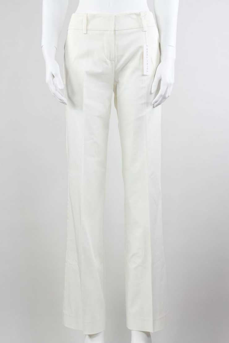 Trina Turk White Cotton Wide Legged Pants Flat Front With Pockets And Belt Loops Size 0