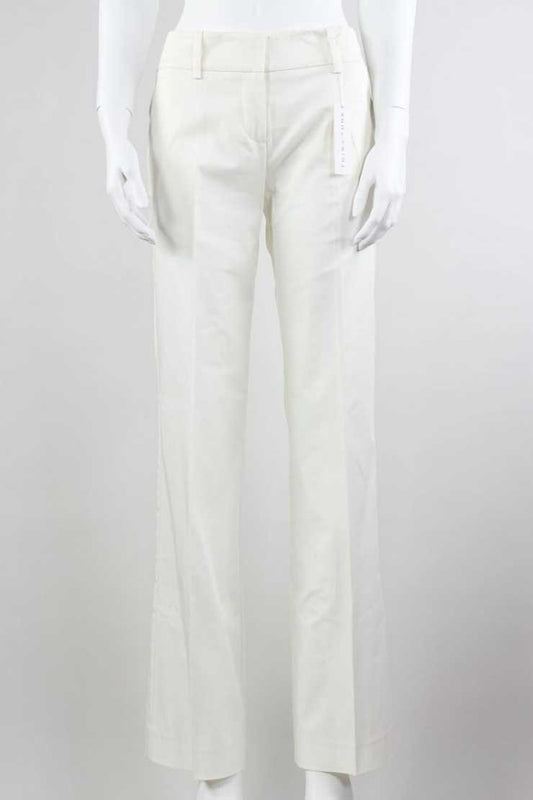 Trina Turk White Cotton Wide Legged Pants Flat Front With Pockets And Belt Loops Size 0