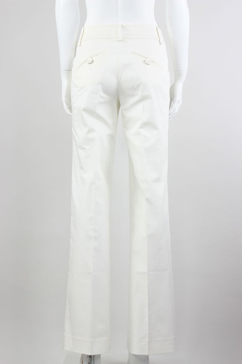 Trina Turk White Cotton Wide Legged Pants Flat Front With Pockets And Belt Loops Size 0