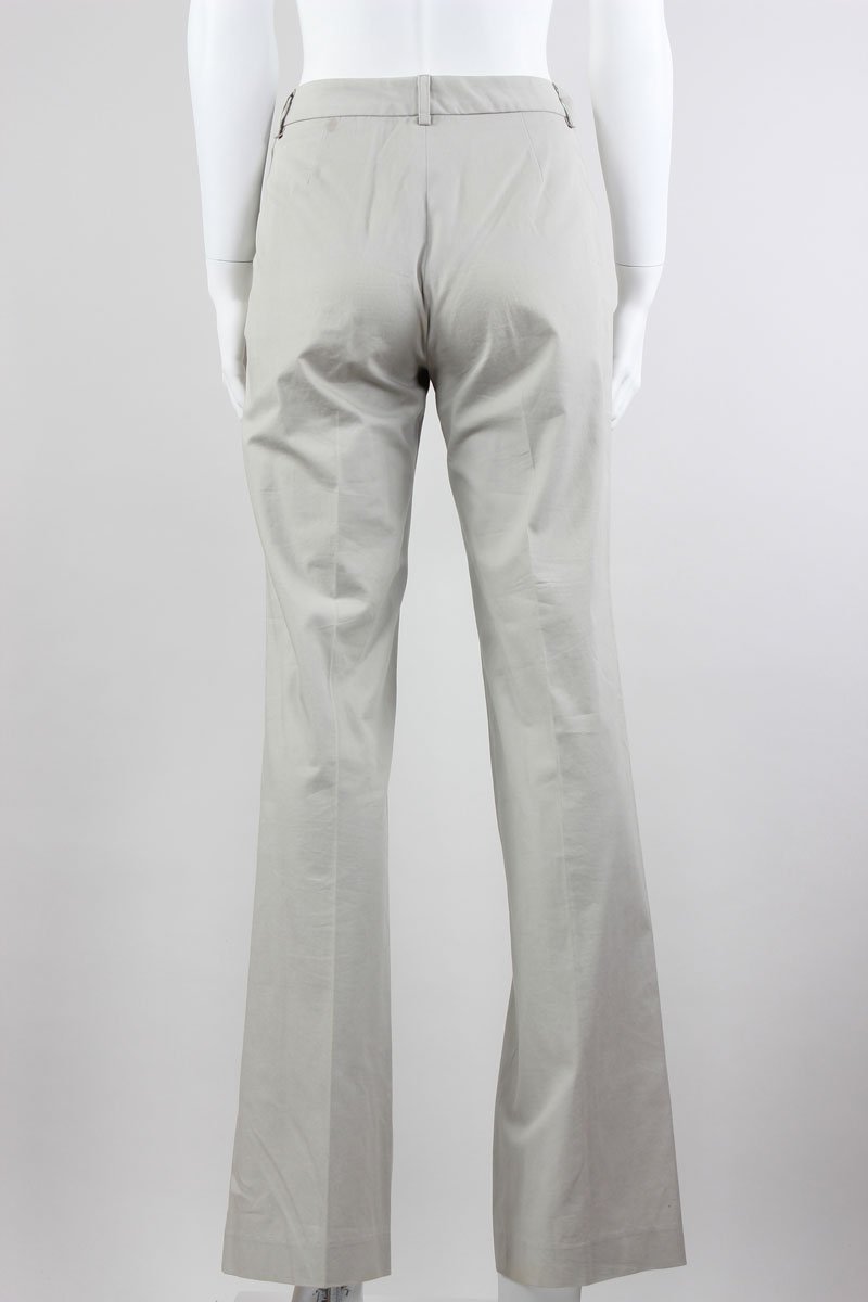 Theory Khaki Cotton Wide Legged Classic Pants Flat Front With Belt Loops Size 4