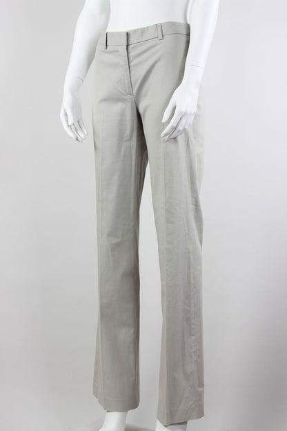 Theory Khaki Cotton Wide Legged Classic Pants Flat Front With Belt Loops Size 4