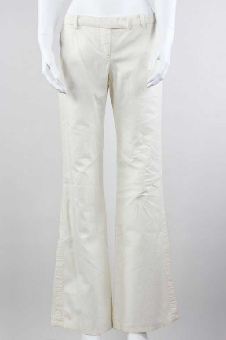 Wyeth By Todd Magill White Cotton Wide Legged Flat Front Pants Size 2