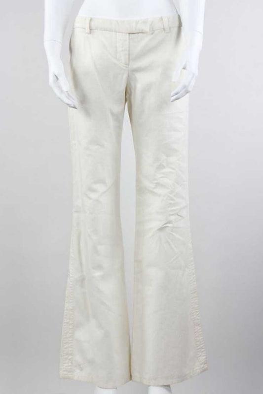 Wyeth By Todd Magill White Cotton Wide Legged Flat Front Pants Size 2