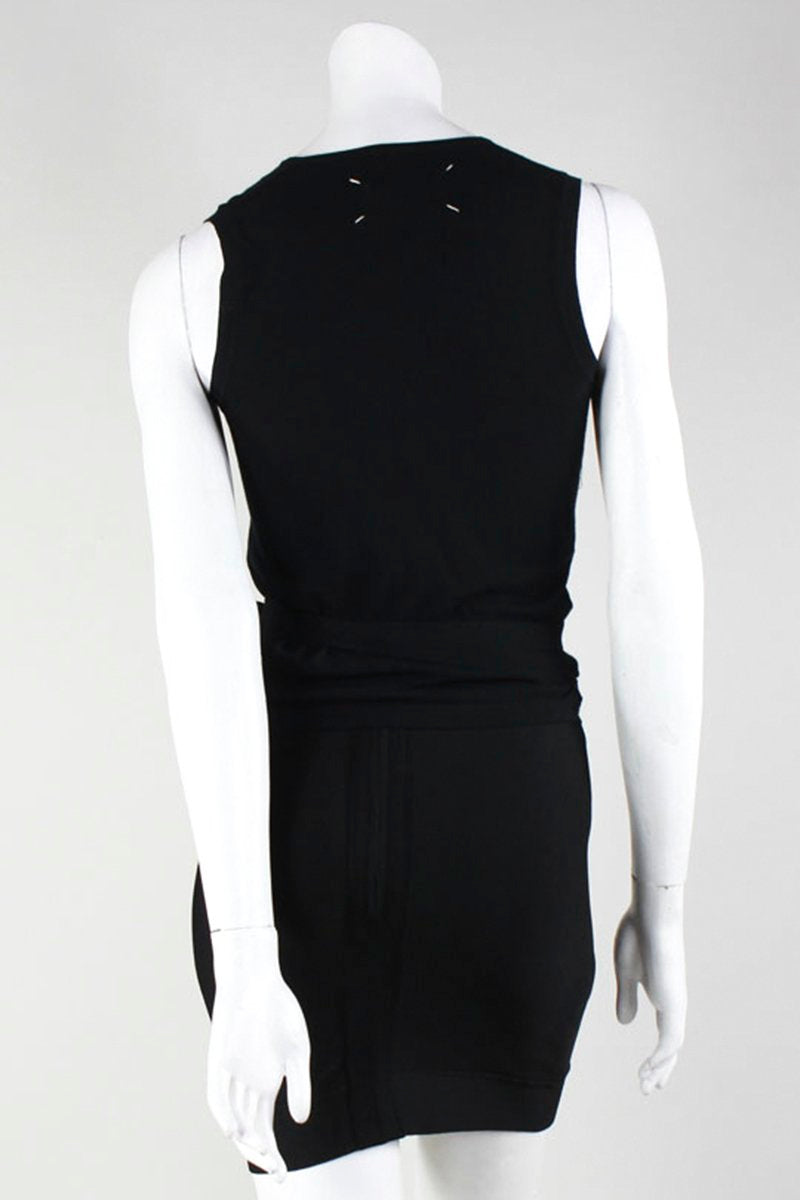 Maison Martin Margiela Black Sleeveless Knit Wrap Top With Belt At Waist Size Medium