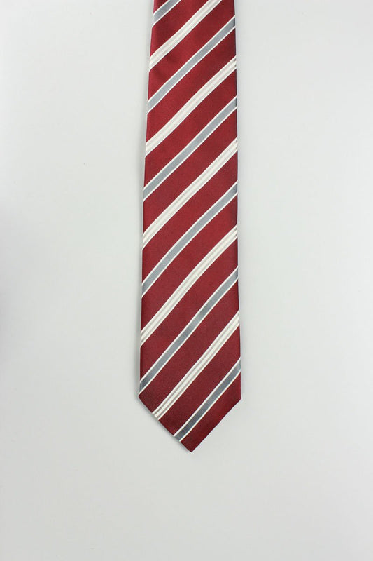 Canali Burgundy Tan Cream Striped Tie