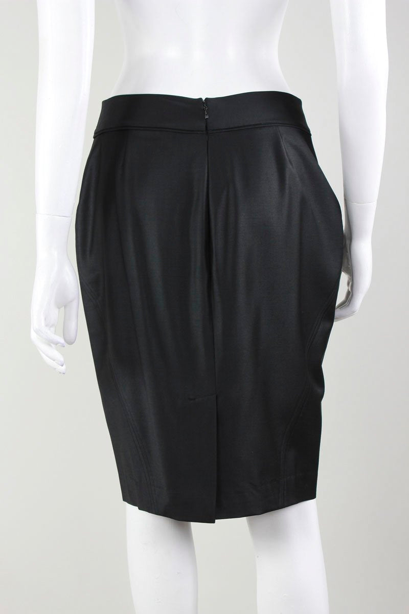 Ted Baker Black Pencil Skirt With Slight Sheen 2 5 Waistband And Back Slit Size 3