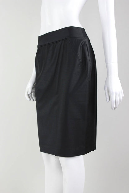 Ted Baker Black Pencil Skirt With Slight Sheen 2 5 Waistband And Back Slit Size 3