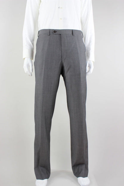 Canali Two Button Double Vented Pinstripe Suit With Flat Front Pants 44L