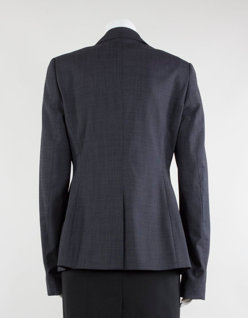 Elie Tahari Steffi Navy One Button Two Front Slit Pockets Single Vent Collared Blazer Size 6