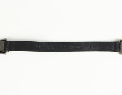 Karen Millen Black Leather Belt With Chrome Buckling And Chain Accent Size 2