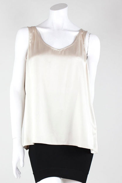 Eileen Fisher Tan Sleeveless Scoop Neck Tank Blouse Large