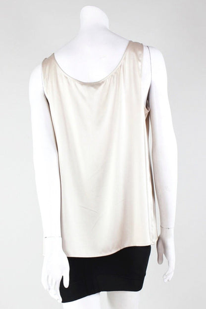 Eileen Fisher Tan Sleeveless Scoop Neck Tank Blouse Large