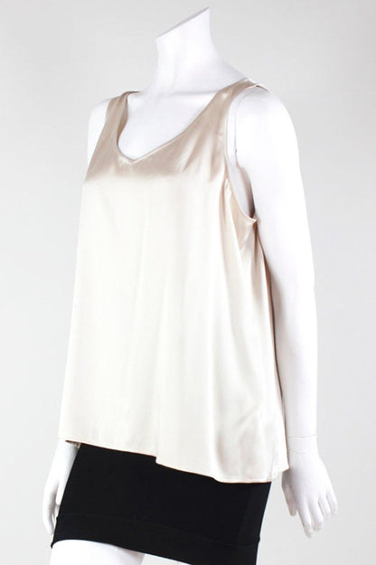 Eileen Fisher Tan Sleeveless Scoop Neck Tank Blouse Large