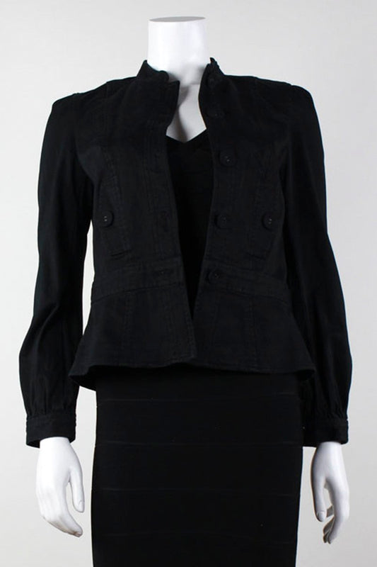 Marc Jacobs Structured Button Up Blazer With Front Side Pockets Rear Button Closure And Pleating At Center Back Size 4