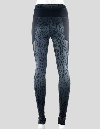 Lululemon Women's High Rise Grey Leggings With Black Animal Print Throughout In A Light Weight Sweat Wicking Nylon Fabric Size 2 US