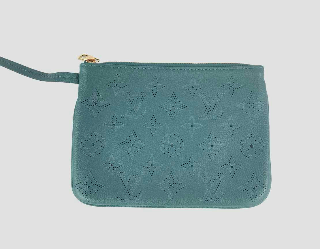 Louis Vuitton Mahina Leather Selene Mm Hobo Bag In Teal Leather